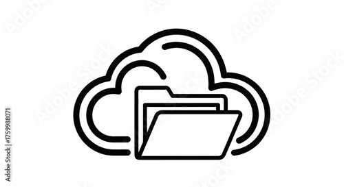 Cloud Computing Data Storage Icon Depicting Digital File Management and Accessibility