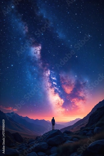 Celestial Panorama Awe-Inspiring Starry Night Sky, Vast Cosmos, Spiritual Contemplation
