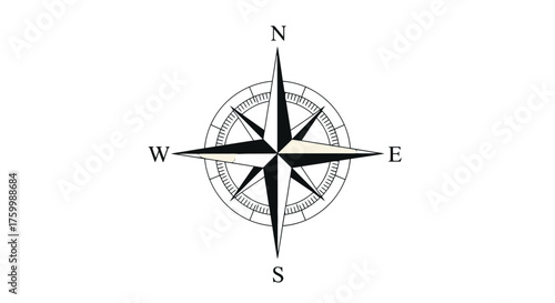 Compass Guiding Towards East Direction on Dark Background for Exploration or Travel