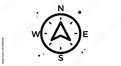 Compass Illustration Depicting Navigational Direction and Orientation Over Black Background