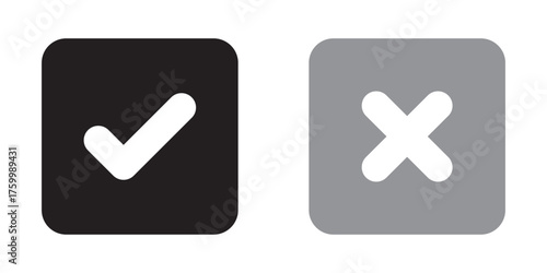Check box tick mark icon set button correct right wrong buttons or yes or no checkmark red cross green tick vector illustration, PNG transparent background