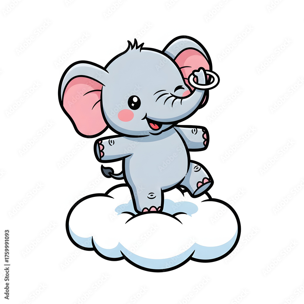 Fototapeta premium Cute baby elephant with a pacifier isolated on white background