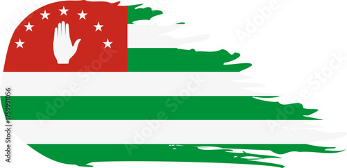 Abkhazia comet flag fly, grunge brush vector
