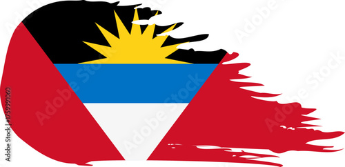 Antigua and Barbuda comet flag fly, grunge brush vector