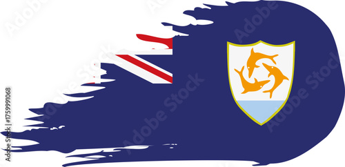 Anguilla comet flag fly, grunge brush vector