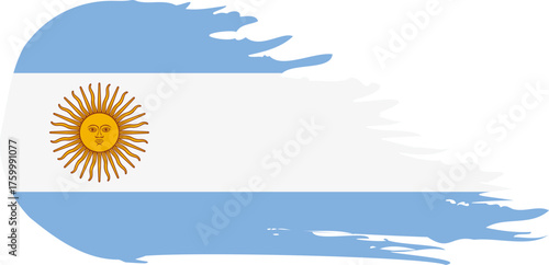 Argentina comet flag fly, grunge brush vector