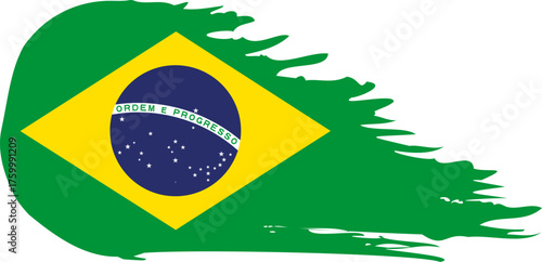 Brazil comet flag fly, grunge brush vector