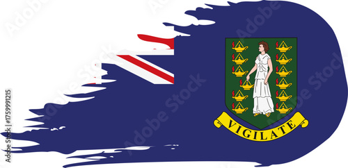 British Virgin Islands comet flag fly, grunge brush vector