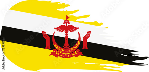 Brunei comet flag fly, grunge brush vector
