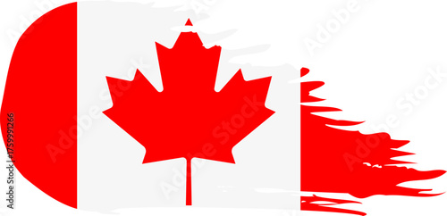 Canada comet flag fly, grunge brush vector