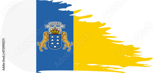 Canary Islands comet flag fly, grunge brush vector