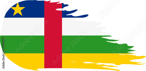 Central African Republic comet flag fly, grunge brush vector