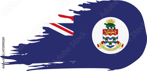 Cayman Islands comet flag fly, grunge brush vector