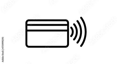 Contactless Payment Illustration Using Credit Card Icon With Wireless Communication