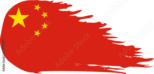 China comet flag fly, grunge brush vector