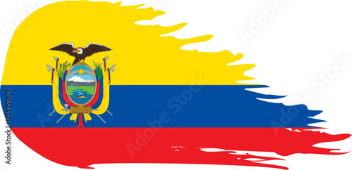 Ecuador comet flag fly, grunge brush vector