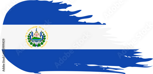 El Salvador comet flag fly, grunge brush vector