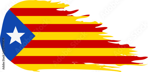 Catalan lands blue estelada comet flag fly, grunge brush vector