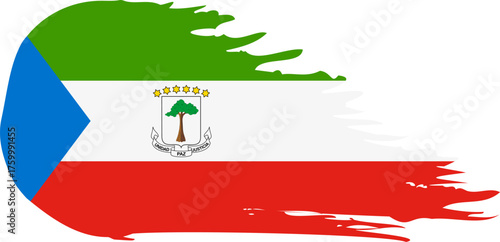 Equatorial Guinea comet flag fly, grunge brush vector
