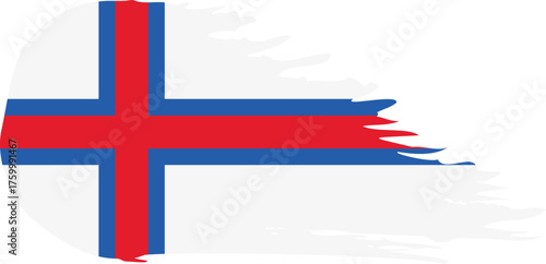 Faroe Islands comet flag fly, grunge brush vector