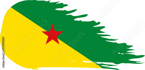 French Guiana comet flag fly, grunge brush vector