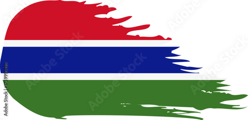 Gambia comet flag fly, grunge brush vector