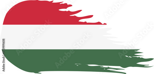 Hungary comet flag fly, grunge brush vector
