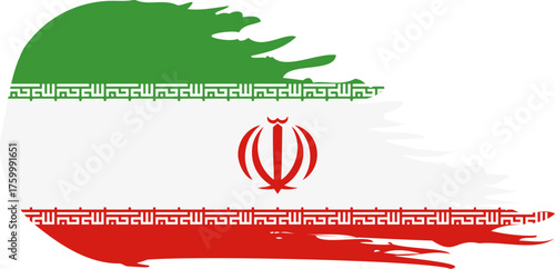 Iran comet flag fly, grunge brush vector