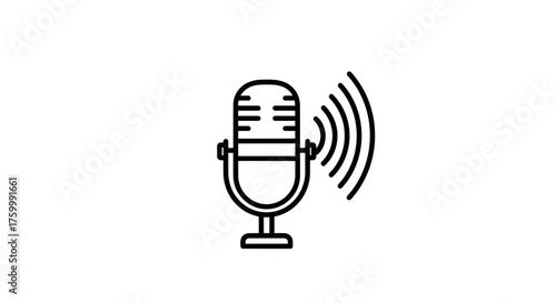 Creative Microphone Icon Depicting Audio Recording and Podcast Production Concept Illustration