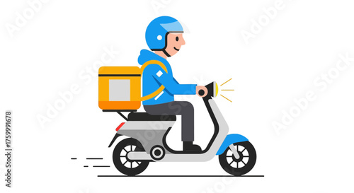 Delivery Rider Zipping On Motorcycle Delivering Products And Groceries Swiftly