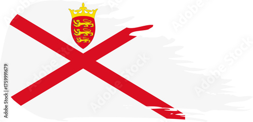 Parishes of Jersey comet flag fly, grunge brush vector