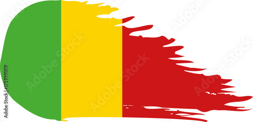 Mali comet flag fly, grunge brush vector