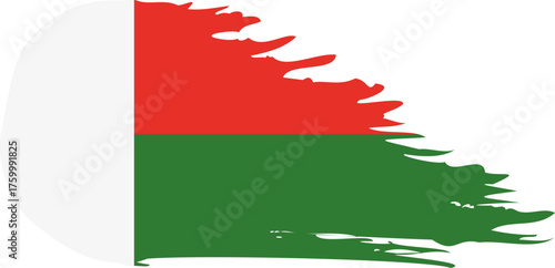 Madagascar comet flag fly, grunge brush vector