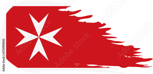 Civil Malta comet flag fly, grunge brush vector