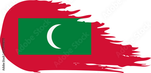 Maldives comet flag fly, grunge brush vector