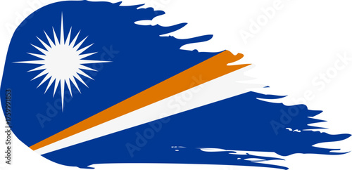 Marshall Islands comet flag fly, grunge brush vector