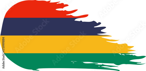 Mauritius comet flag fly, grunge brush vector