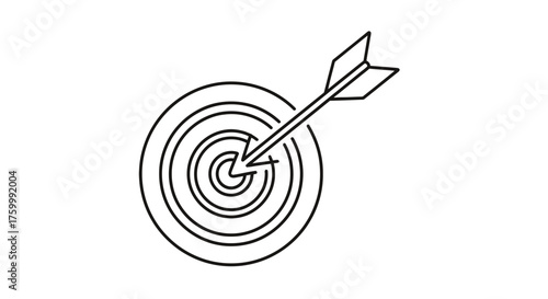 Dartboard Silhouette with Arrow, Indicating Focus, Goals, And Achievement Symbolism