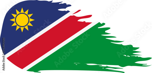 Namibia comet flag fly, grunge brush vector