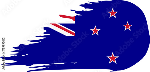 New Zealand comet flag fly, grunge brush vector
