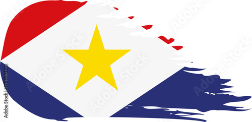 Saba comet flag fly, grunge brush vector