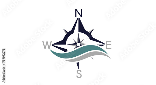 Directional Compass Design Depicting Travel Navigation on a Dark Background