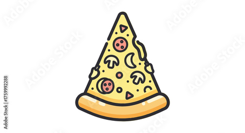 Delicious Pizza Slice Illustration on Black Background Ready to Eat and Enjoy