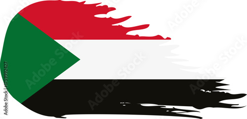 Sudan comet flag fly, grunge brush vector