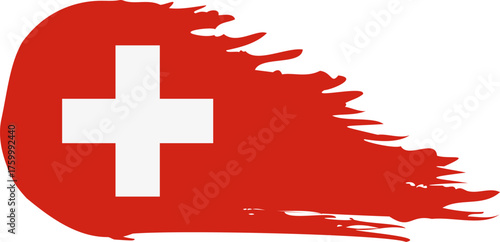Switzerland comet flag fly, grunge brush vector