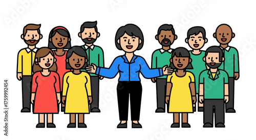 Diverse Group Welcoming Unity And Collaboration In Professional Environment Visualization