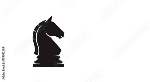 Elegant Black and White Chess Knight Silhouette On A Dark Background Design