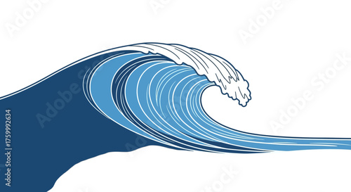 Dramatic Blue Wave Over Black Background Artistic Representation Of Ocean Power