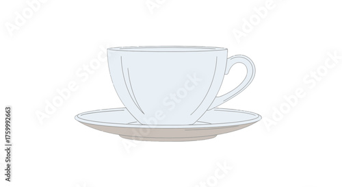 Elegant Coffee Cup And Saucer Illustration Against a Black Backdrop for Various Uses