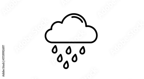 Dramatic Cloudburst Silhouette Depicting Rainfall Pouring From A Dark Stormy Sky Illustration